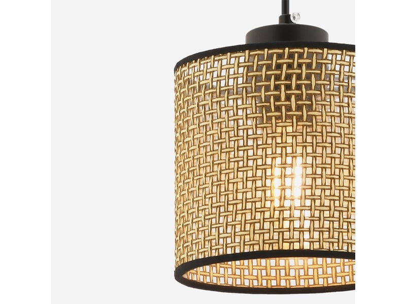 Suspension en métal avec abat-jour en coton balance - noir  - Conforama D