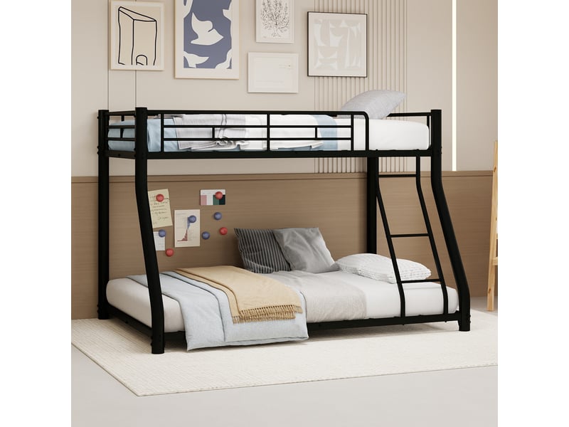  Lit superposé en fer noir 90x190 cm et 140x190 cm  - Conforama B