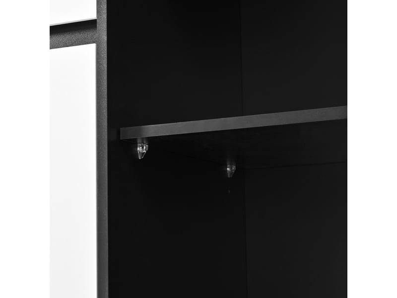  Vitrine moderne buffet cuisine noir blanc 80x40x180cm mdf étagères intérieures  - Conforama W