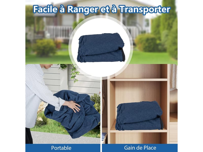 Costway fauteuil gonflable, canapé 2-3 places avec housse détachable, accoudoirs larges, assise spacieux (bleu)  - Conforama E