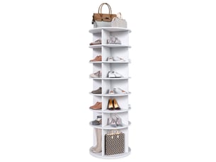 Tour à chaussures 60x60x184 cm rotative 360° pvc blanche