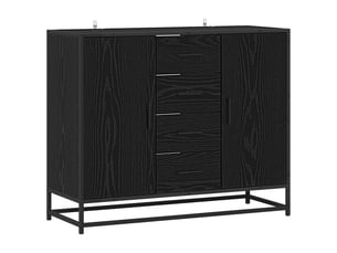 Buffet - bahut - meuble de rangement chêne noir 92 x 35 x 76 cm bois d'ingénierie