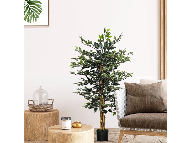 Plante artificielle ficus tronc branches liane lichen feuilles grand réalisme pot inclus hauteur 1,3 m - Conforama C