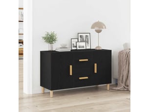Buffet - bahut - meuble de rangement chêne noir 100x36x60 cm bois d'ingénierie
