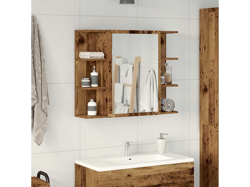  Armoire à miroir de salle de bain vieux bois bois d'ingénierie shl3764  - Conforama C