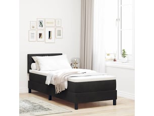 Lit adulte, lit simple, lit à ressorts avec coussin noir 80x200cm velours cf16823