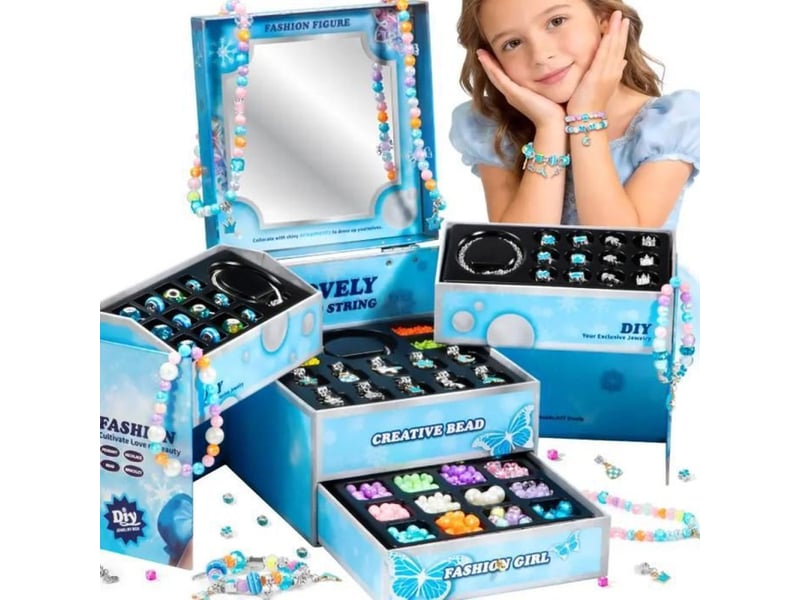  Kit bijoux princesse diy sans colle avec miroir 100 perles et 10 breloques licorne sirène arc en ciel 369645_AABEC73043_6_DROPFR - Conforama A