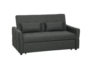 Canapé convertible 2 places 3 en 1, canapé-lit clic clac 160 cm, dossier réglable, 2 oreillers, assise large, gris foncé