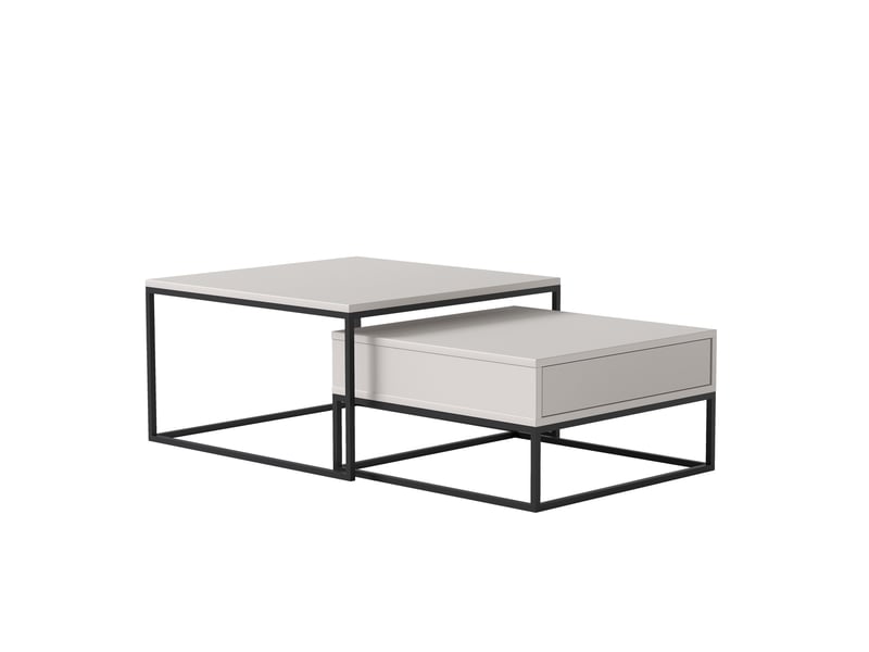  Tables basses gigognes elegant - 7060 cm - avec grand tiroir - structure en acier - noir cachemire ELEGANT - Conforama A