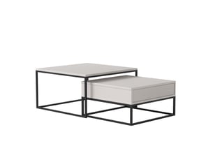 Tables basses gigognes elegant - 7060 cm - avec grand tiroir - structure en acier - noir cachemire