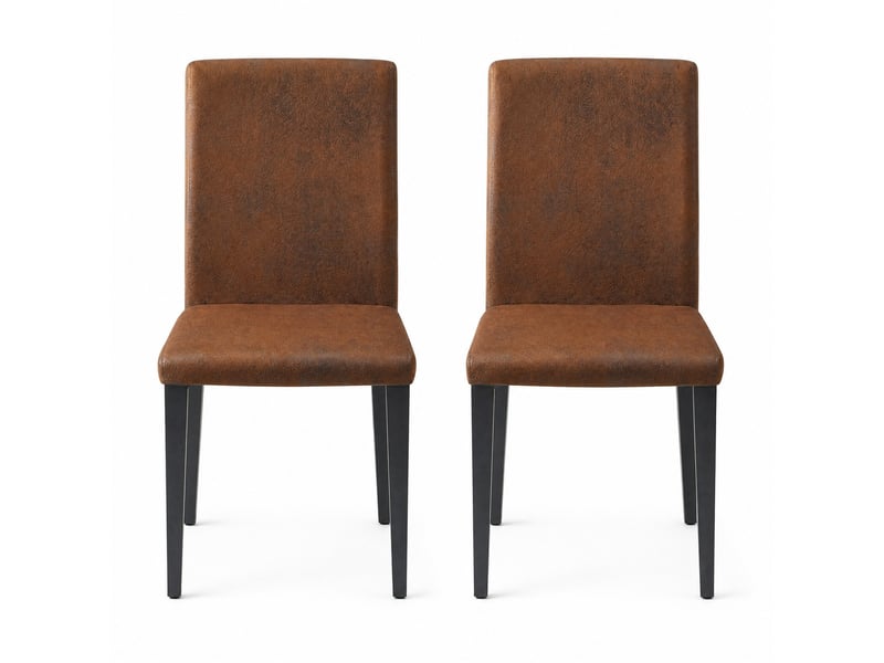  Lot de 2 chaises de salle à manger en tissu technique marron et métal noir  - Conforama A