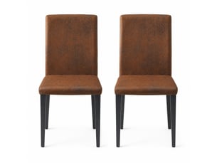 Lot de 2 chaises de salle à manger en tissu technique marron et métal noir