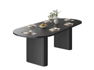 Table à manger extensible 120-160 cm ovale, table de salle à manger avec pieds rainurés, plateau épais et coins arrondis, noir