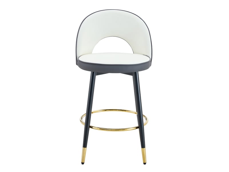 Tabourets de bar pivotants 360° – lot de 2, sièges bicolores gris foncé et blanc, rembourrés pu, confortables - Conforama A