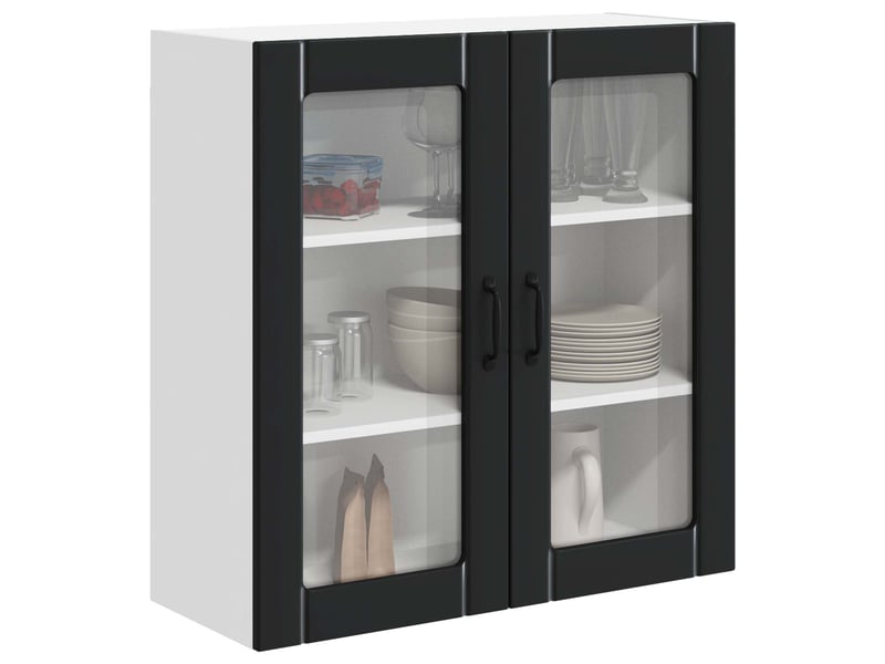  Meuble mural de cuisine, cabinet en verre mural noir 80x31x80cm shl3181  - Conforama C