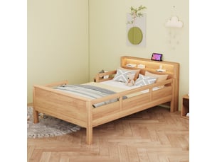 Lit avec rangement 90x200 cm COVREO    coloris naturel