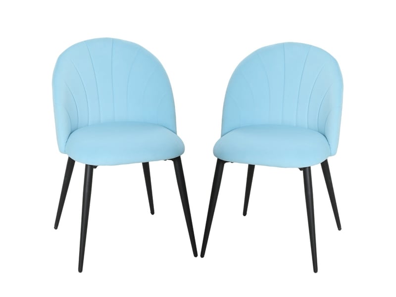  Talo chaises de salle à manger velours dossier coquillage bleu azur  - Conforama A