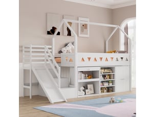Lit mezzanine 90x200 cm <strong>MIVRAY </strong> <strong></strong> coloris blanc