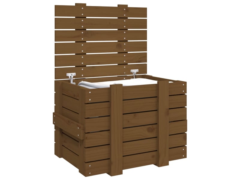  Boîte de rangement, coffre de rangement marron miel 58x40,5x42 cm bois massif pin  - Conforama E