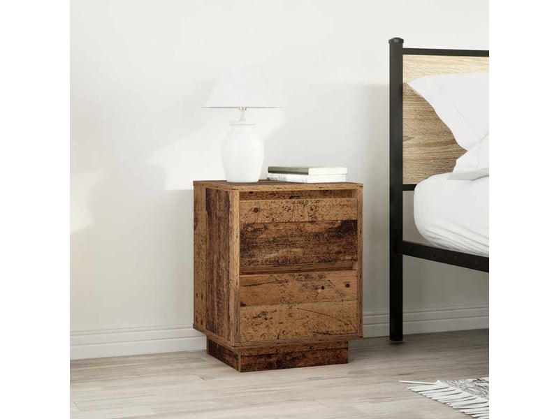  Lot de 2 tables de chevet - cabinet de chevet - table de nuit avec lumières led vieux bois 38x34x50 cm  - Conforama C