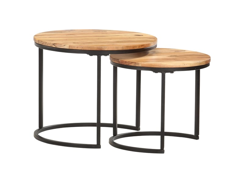  Tables gigognes 2 pcs | table de salon bois d'acacia massif  - Conforama A