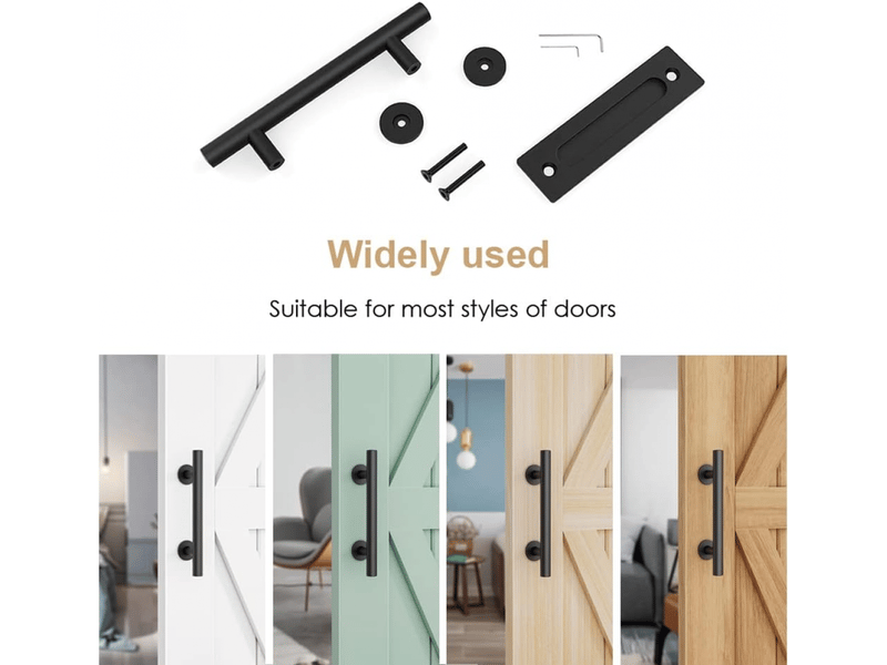  Poignée de porte - pour portails, garages - fer - 2 pièces - 30 cm - noir  - Conforama E