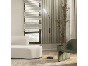Lampadaire led dimmable avec télécommande, col de cygne orientable et minuterie - en acier noir 22 × 175 cm