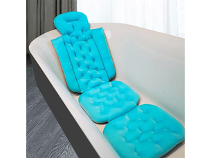 Oreiller de bain intégral pour baignoire, oreiller de bain luxueux et moelleux, coussin de bain antidérapant, accessoires de spa, bleu