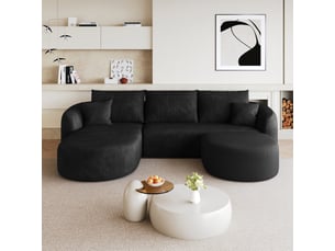 Canapé droit fixe <strong></strong> <strong></strong> 5 places Tissu noir