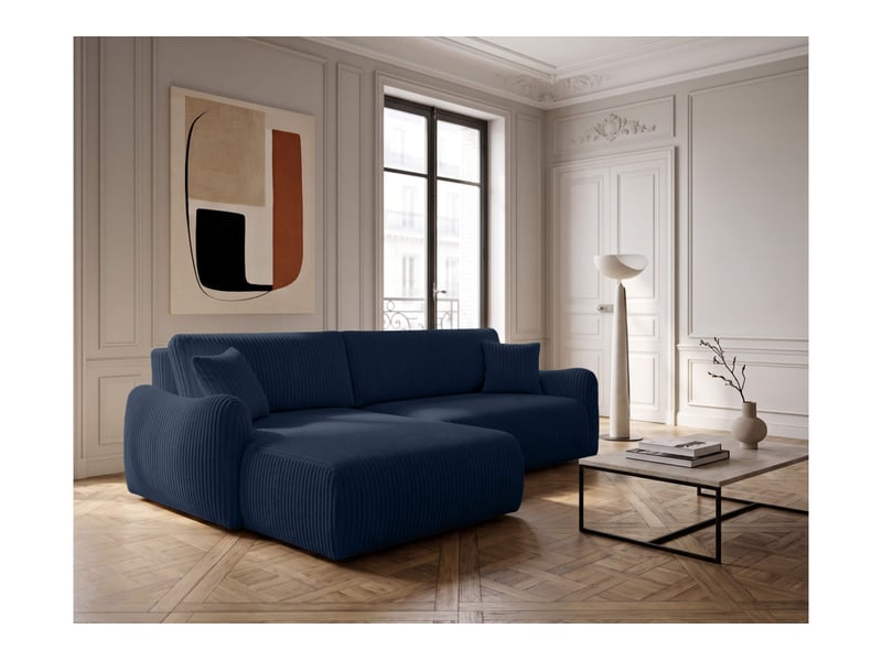 Apoline - canapé d'angle réversible convertible 4 places avec coffre en velours côtelé épais - Conforama B