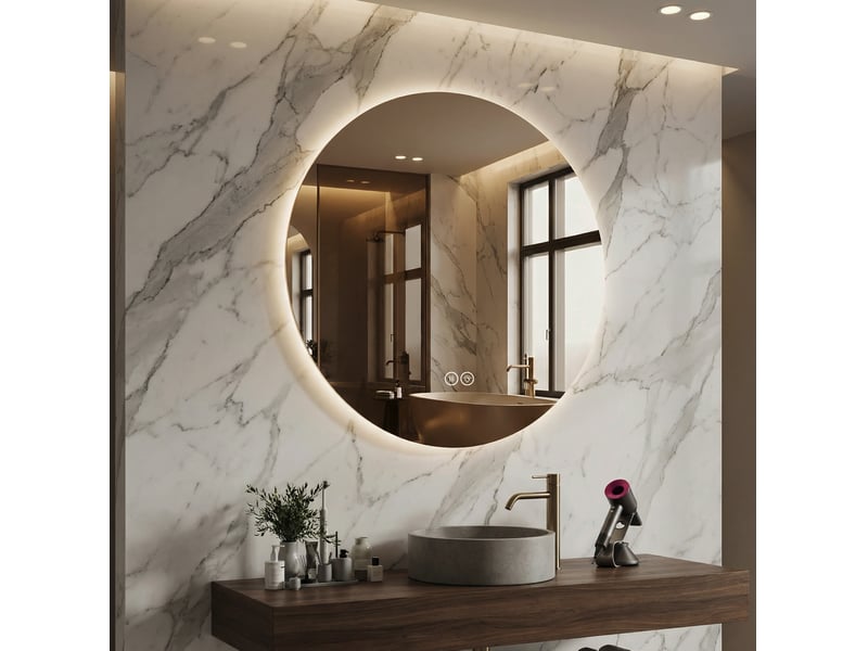  Miroir de salle de bain led rond 80 cm argenté, antibuée et dimmable  - Conforama D