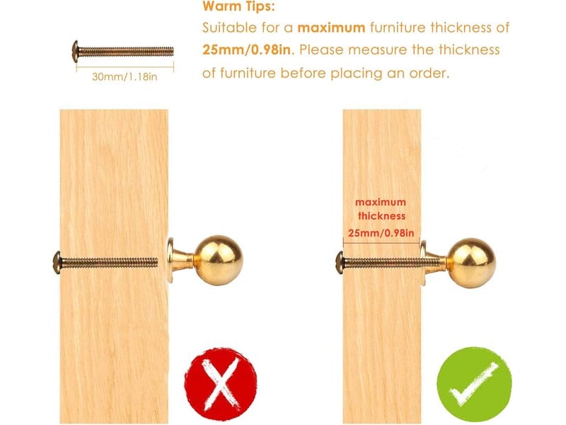  Set de 5 poignées pour portes et tiroirs, poignées pour décoration d'intérieurs, cuisine et salle de bain avec vis  - Conforama B