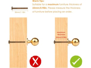 Set de 5 poignées pour portes et tiroirs, poignées pour décoration d'intérieurs, cuisine et salle de bain avec vis