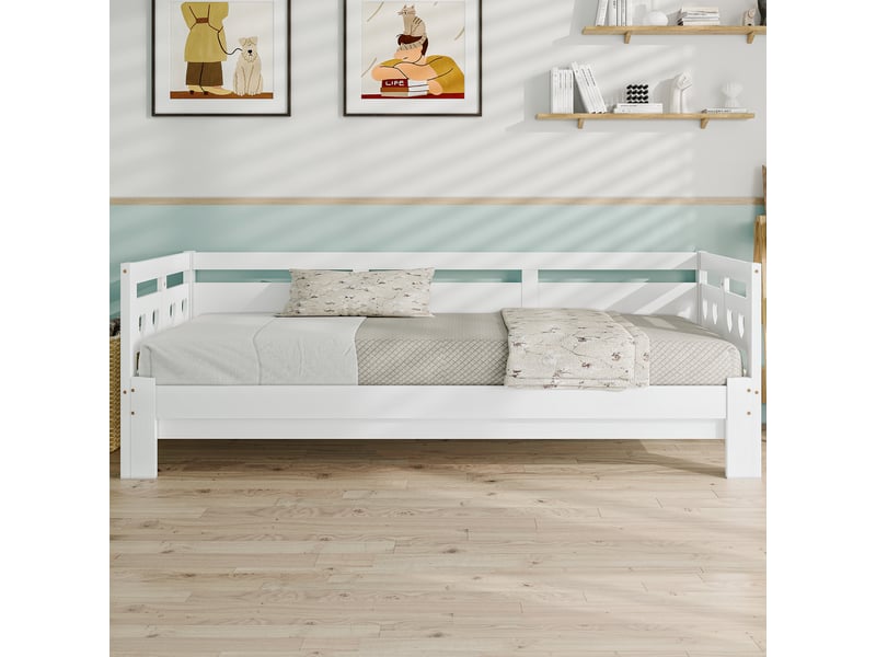  Lit jour et nuit en bois blanc 90x190 cm  - Conforama D