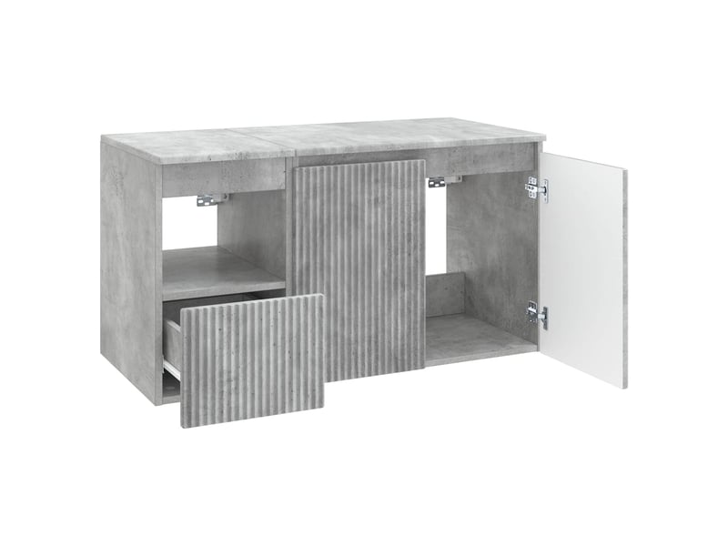 Ensemble de mobilier de salle de bain 2 pc gris béton cf64158 - Conforama D