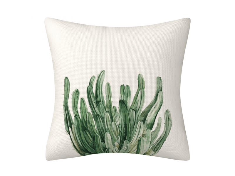 Housse de coussin feuilles 45 x 45 cm plante verte botanique polyester lin décoratif taie d'oreiller pour canapé salon chambre 4 pièces Household Pillow Cover - Conforama E
