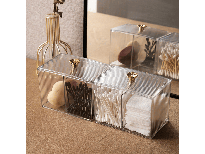 Boîte de rangement pour cotons-tiges, distributeur de cotons-tiges de salle de bain, boîte divisée pour cotons-tiges - Conforama E