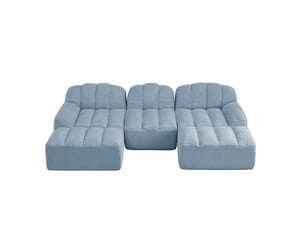 Canapé modulable u 288x165x79 cm 3 places, sans montage, polaire granuleux, 2 pouds mousse 32d, tissu, bleu