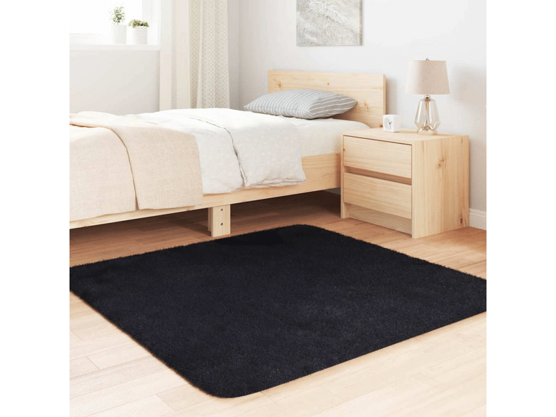  Tapis shaggy à poils longs navarra noir 120x120cm polyester - comfortxl 4102862 - Conforama C