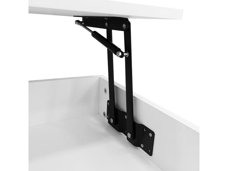  Table basse relevable hydraulique avec 2 tiroirs led pour salon 100×50×44 cm en panneaux de particules blanc  - Conforama D