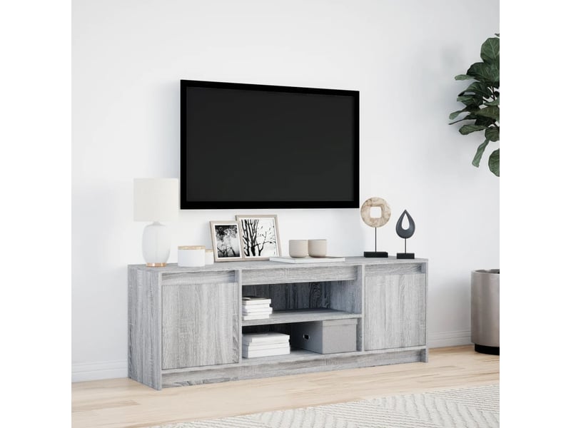  Meuble tv - banc tv - meuble de rangement avec led sonoma gris 139,5x34x50 cm bois d'ingénierie  - Conforama D
