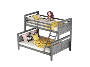 Lit superposé 140x200 cm <strong>MERAX</strong> <strong>lit enfant gris</strong> coloris gris
