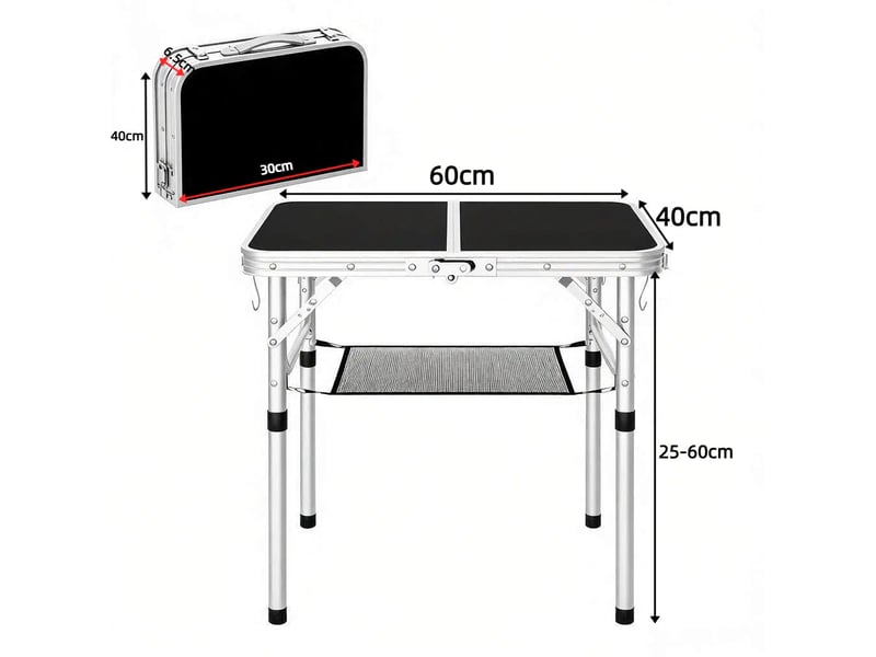 Table pliante d’extérieur 60x40 cm réglable métal noir - Conforama C