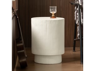 Table d'appoint ronde ø35cm - effet strié blanc - adria - blanc