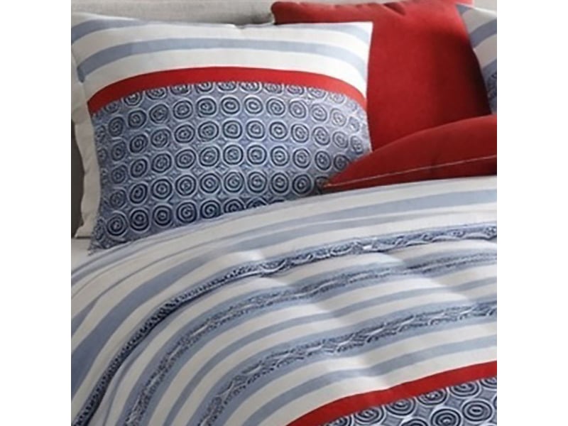  Parure housse de couette 240x220cm + 2 taies motif bleu blanc et rouge 100% coton - taorini TAORINI - Conforama D