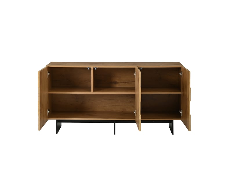  Buffet 3 portes 140x40x70 cm coloris bois naturel en mdf et panneau de particules  - Conforama E