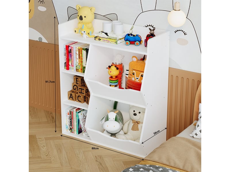  Étagère, armoire, bibliothèque, meuble de rangement pour jouets, livres et journaux, 5 compartiments, style loft  - Conforama E