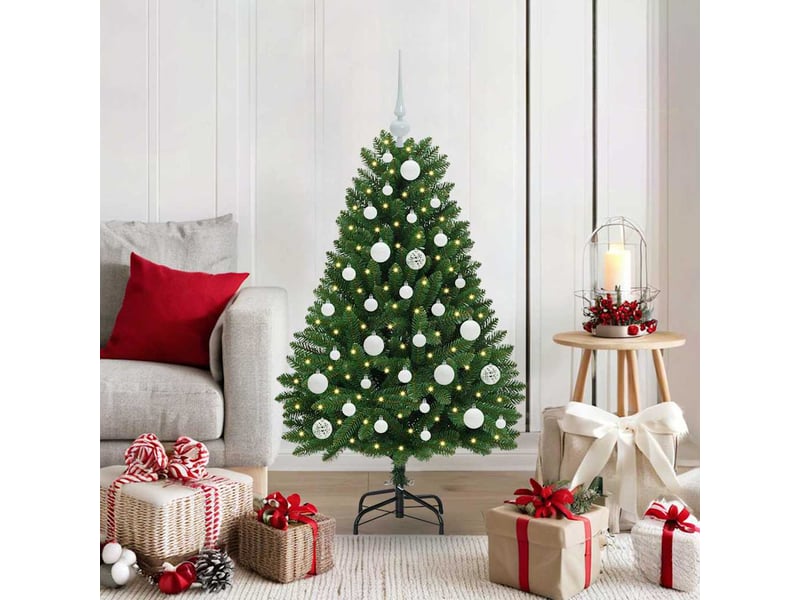  Sapin de noël, arbre de noël artificiel 120 cm 150 led blanc chaud vert shl5818  - Conforama B