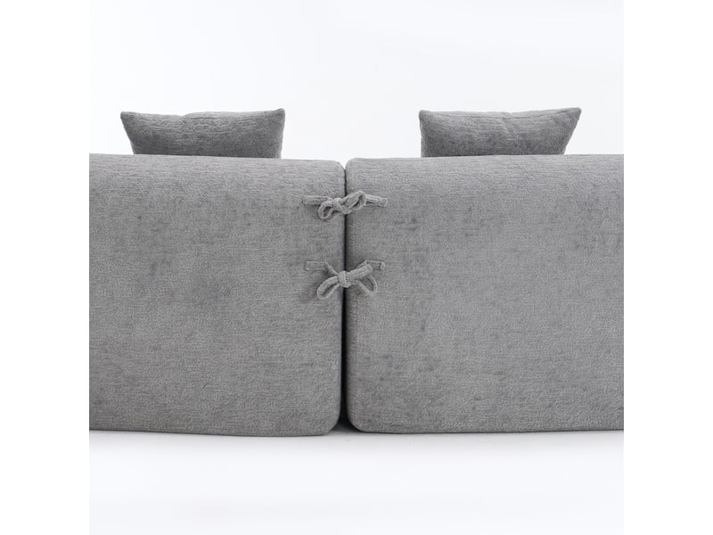  Canapé modulaire 4 places en chenille gris, courbé, compact, livré en carton, sans montage, pour salon et appartement  - Conforama E