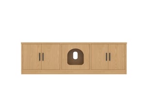 Meuble cache-litière décor chêne 140 × 40 × 45,5 cm, rangements et griffoir